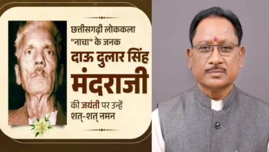 नाचा के जनक दाऊ दुलार सिंह मंदराजी की जयंती पर मुख्यमंत्री साय ने किया नमन नाचा के जनक दाऊ दुलार सिंह मंदराजी की जयंती पर मुख्यमंत्री साय ने किया नमन