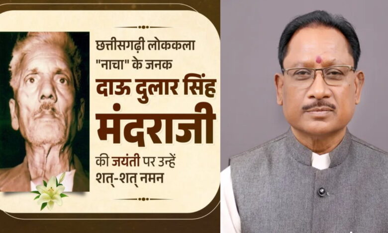 नाचा के जनक दाऊ दुलार सिंह मंदराजी की जयंती पर मुख्यमंत्री साय ने किया नमन