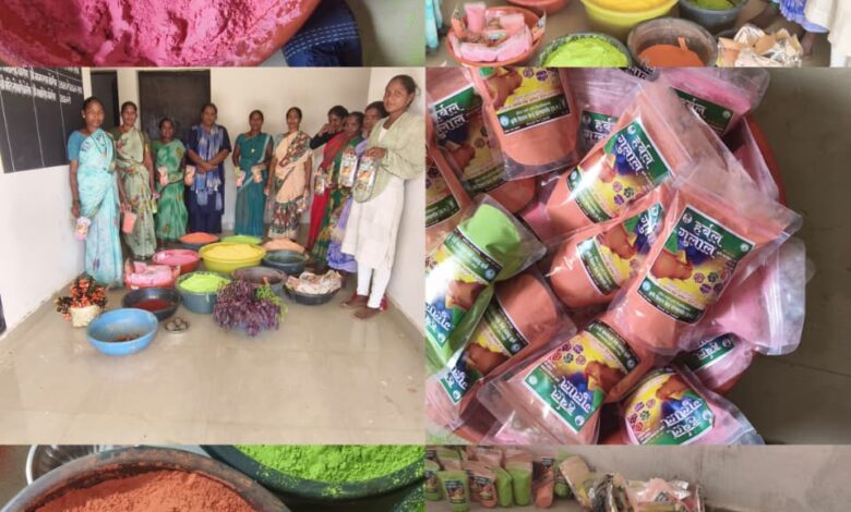 राष्ट्रीय ग्रामीण आजीविका मिशन से महिलाओं को मिली नई पहचान: हर्बल गुलाल निर्माण से आत्मनिर्भर बनीं झाटीबिन की दीदियां…..