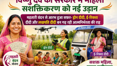 विष्णु देव की सरकार में महिला सशक्तिकरण को नई उड़ान, महतारी वंदन से आरभ हुआ सफ़र- ड्रोन दीदी, ई-रिक्शा दीदी और लखपति दीदी बन गढ़ रही आत्मनिर्भरता की राह…